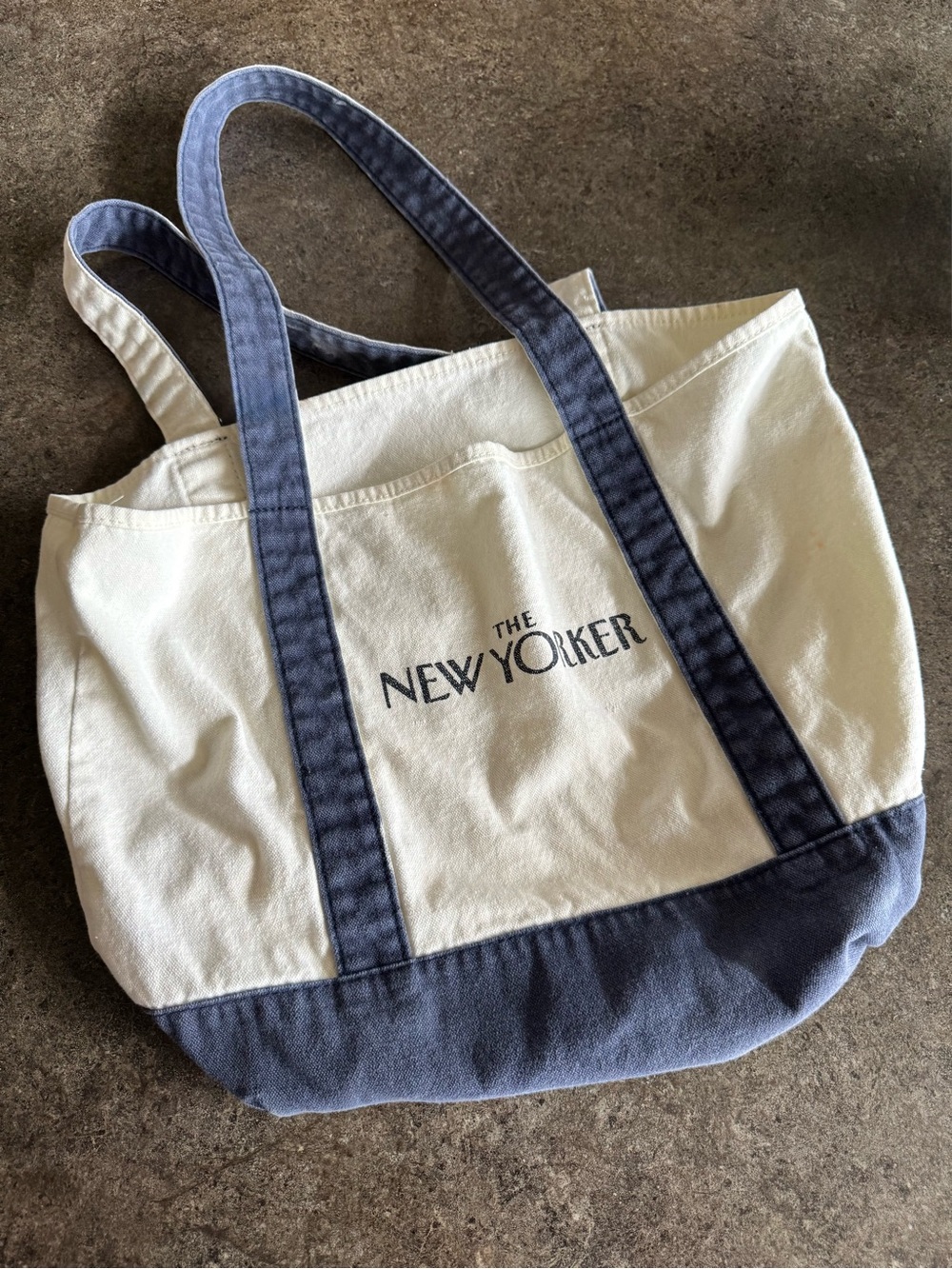 Vintage The New Yorker Blue Canvas Cotton Boat Tote Bag